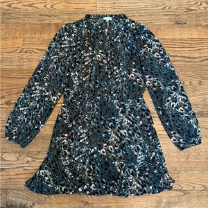 Heartloom Animal Print Long Sleeve Mini Dress – Size Large, Chic & Flowy
